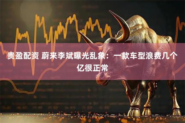 贵盈配资 蔚来李斌曝光乱象：一款车型浪费几个亿很正常